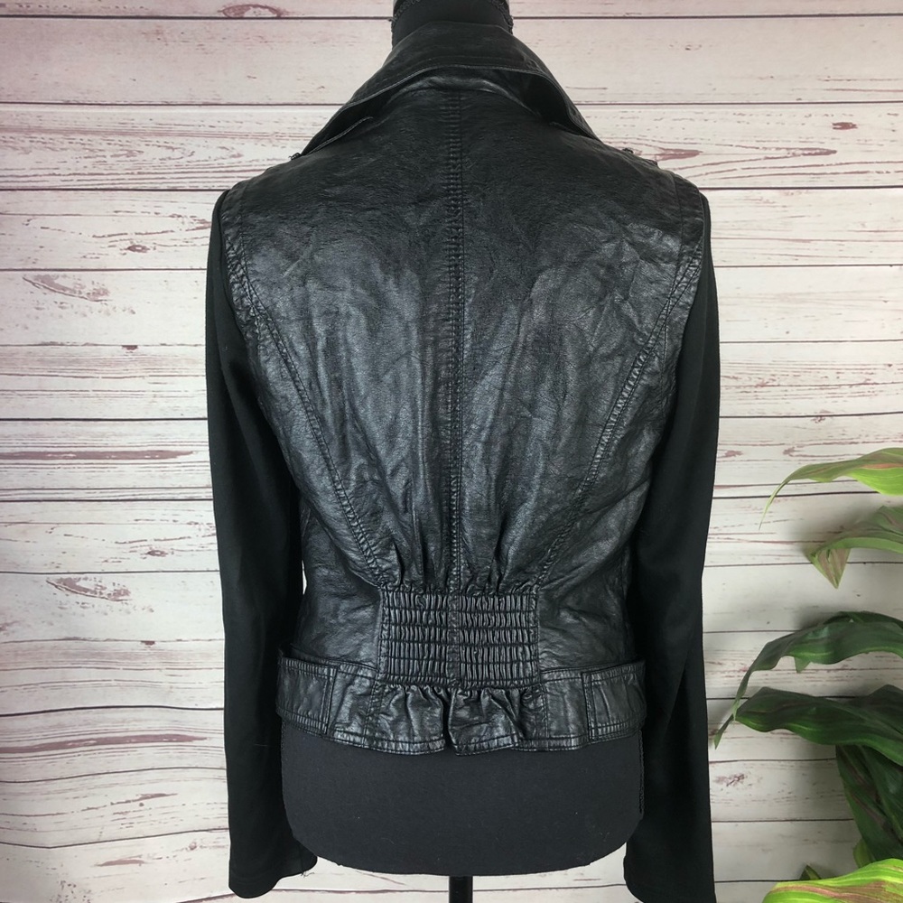 FOREVER21 Faux Leather & Fabric Moto Biker jacket - Picture 4 of 8